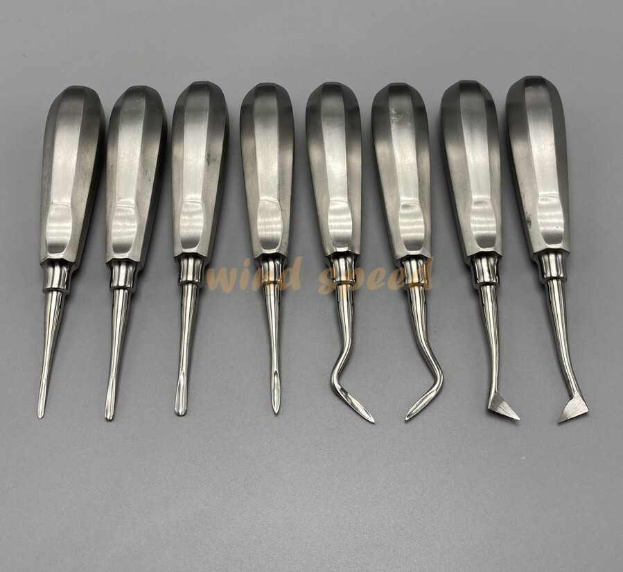 Surgical Tooth Extraction Elevators Surgery Dental Luxation Root Tools 8pcs/Kit