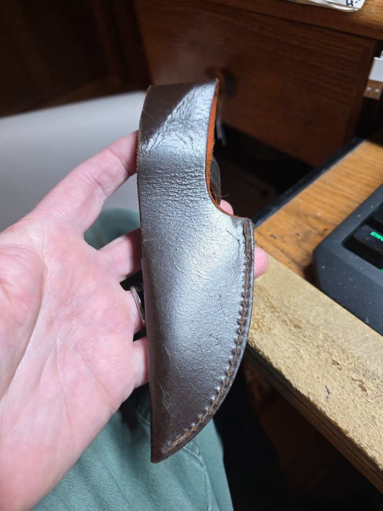 LEATHER Fixed Blade Knife SHEATH FOR SHARP FINGER KNIFE etc 4" Blade