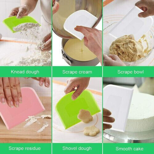 Dough Cutter Dual Sided Flexible Plastic Bowl Scraper for Bread Pizza Pastry