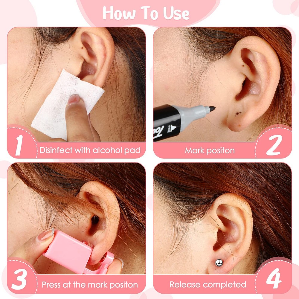 6 Pack Disposable Ear Piercing Kit Self Ear Piercing Gun with Earring Studs