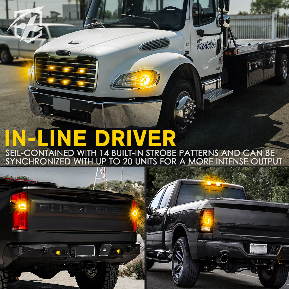 1/2PCS LED Hide-A-Way Headlight Hazard Strobe Light Replacement Internal Mount