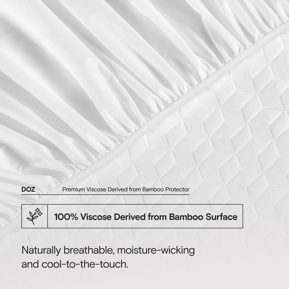DOZ Mattress Protector, 100% Viscose Derived from Bamboo Surface, 3D Air Fabr...