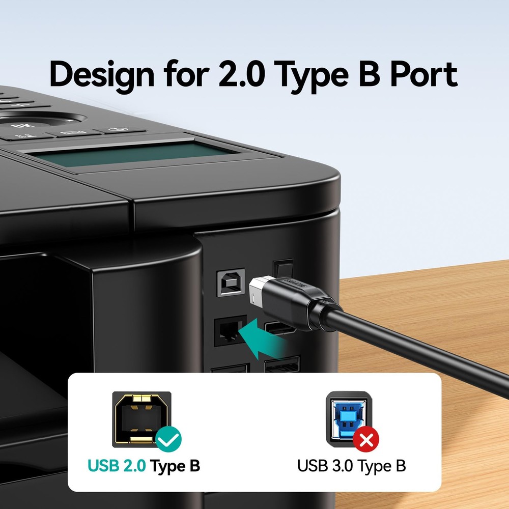 SAMZHE USB B to C Printer Cable 3.3 FT, Type B C 3 Black