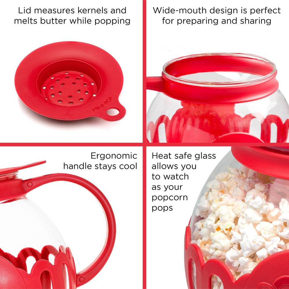 Ecolution Patented Micro-Pop Microwave Popcorn Popper with 3-Quart, Red