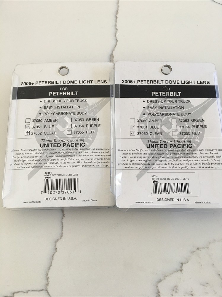 2 Clear Rectangular Dome Light Lens For 2006+ Peterbilt United Pacific New 37052
