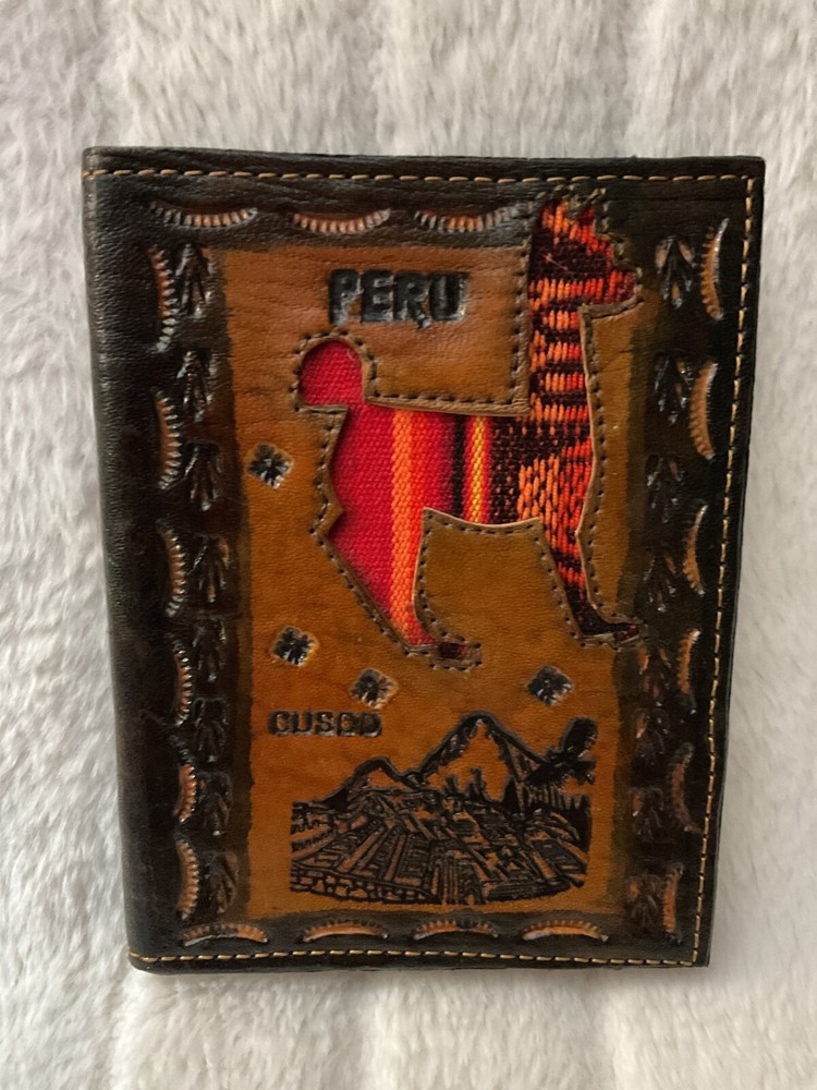 Handmade Tooled Leather  6.5” x 5” Notebook ,Journal /Cusco Peru / Lama