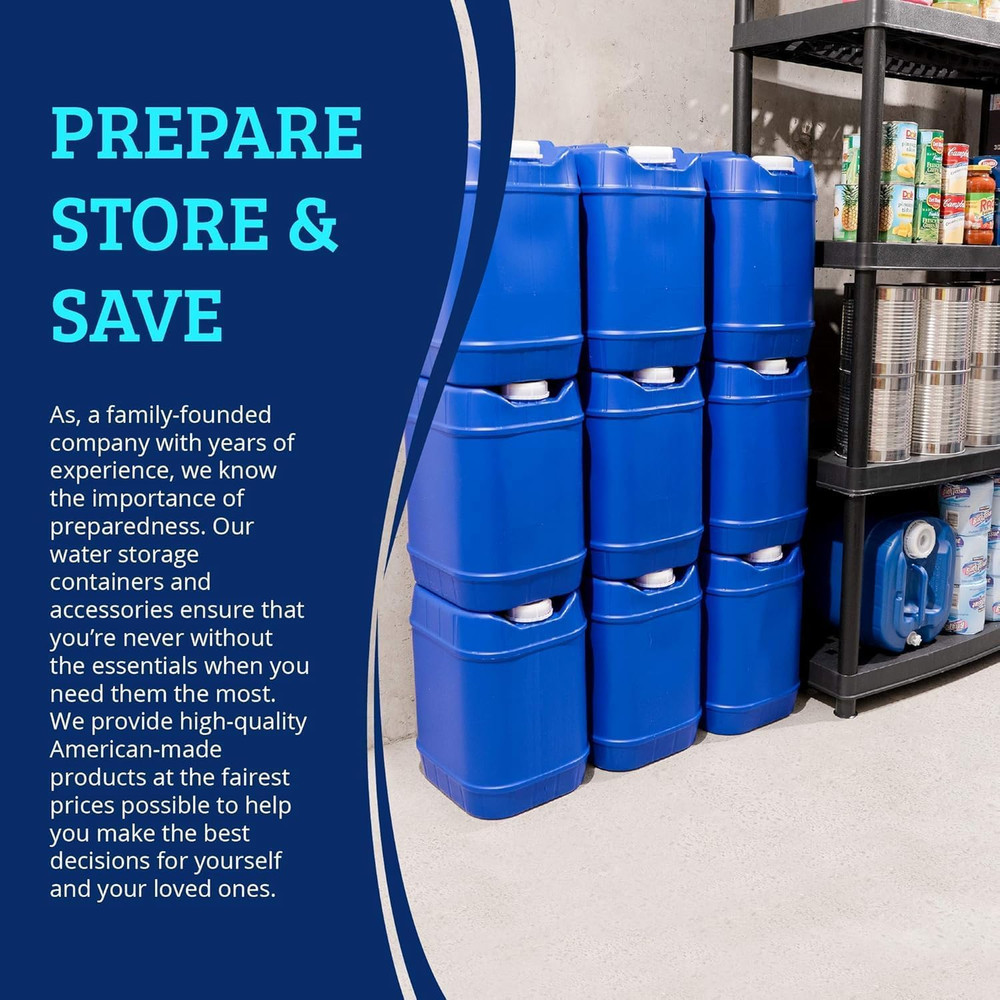 5-Gallon Stackable Water Storage Containers, Emergency Water Storage for Camping