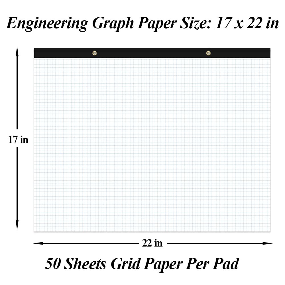 Large Engineering Graph Paper Pad - 22" x 17" Grid Paper Notepad, 4"x4" Blue ...