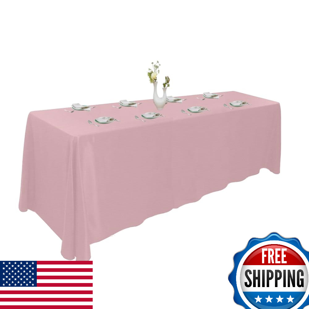Urby Rectangular Polyester Tablecloth Light Pink 90x132 for 8ft Tables