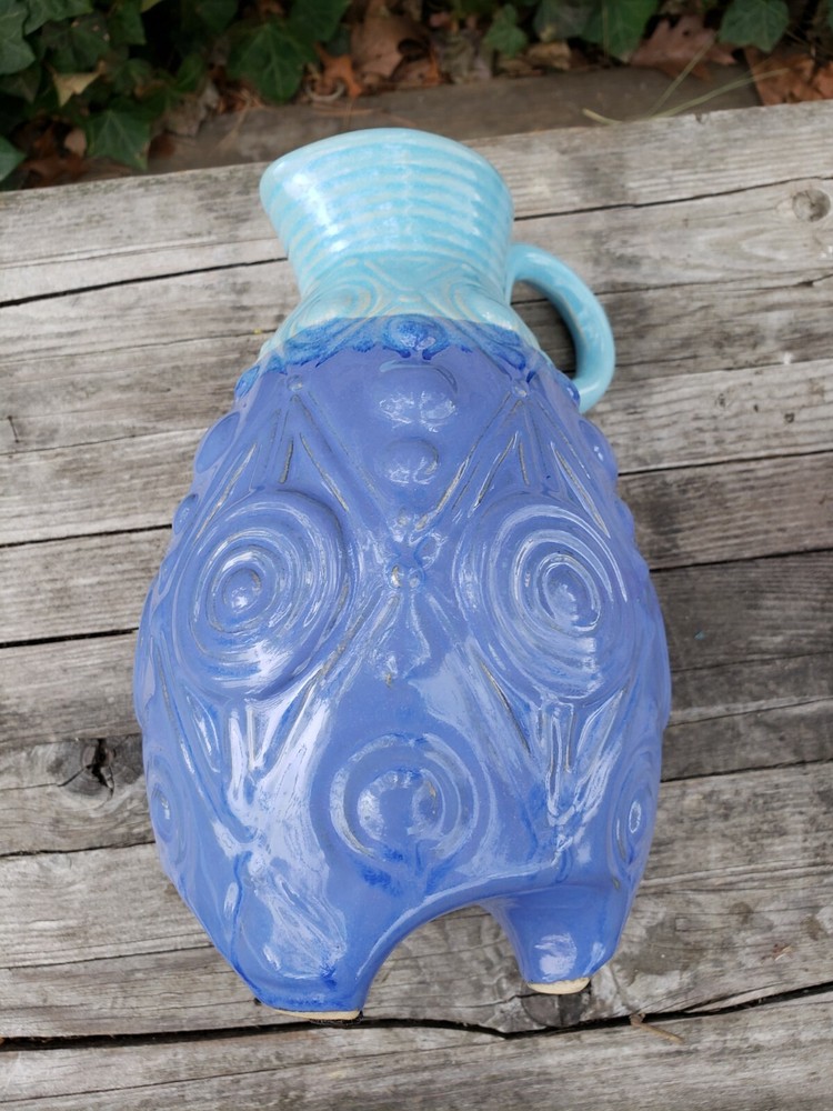 MID CENTURY ABSTRACT FOOTED PITCHER 10" RARE!
