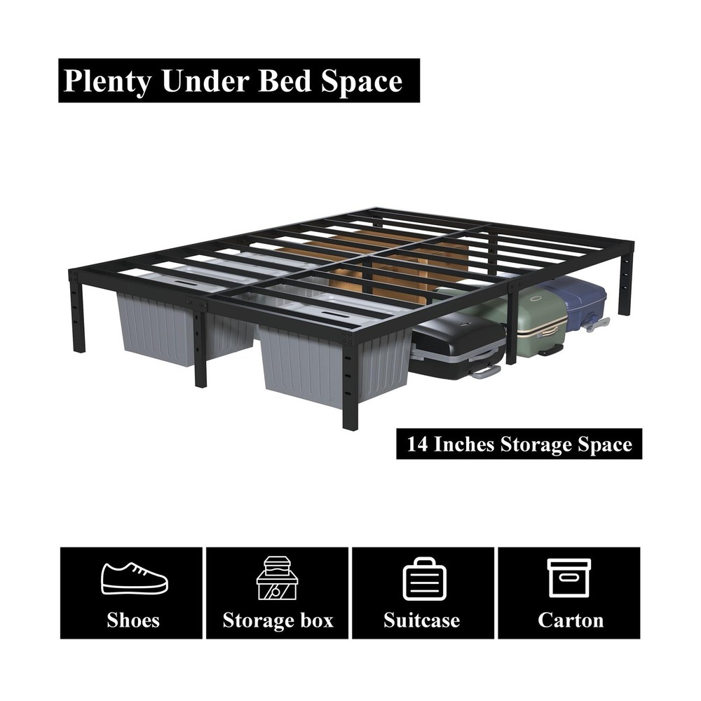 16 Inch Queen Bed Frame No Box Spring Required, Metal Platform Queen Size Bed...