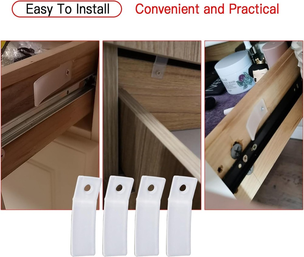 20Pcs Non-Slip Drawer Stops, Clear PVC Plastic Rectangular-50mm,