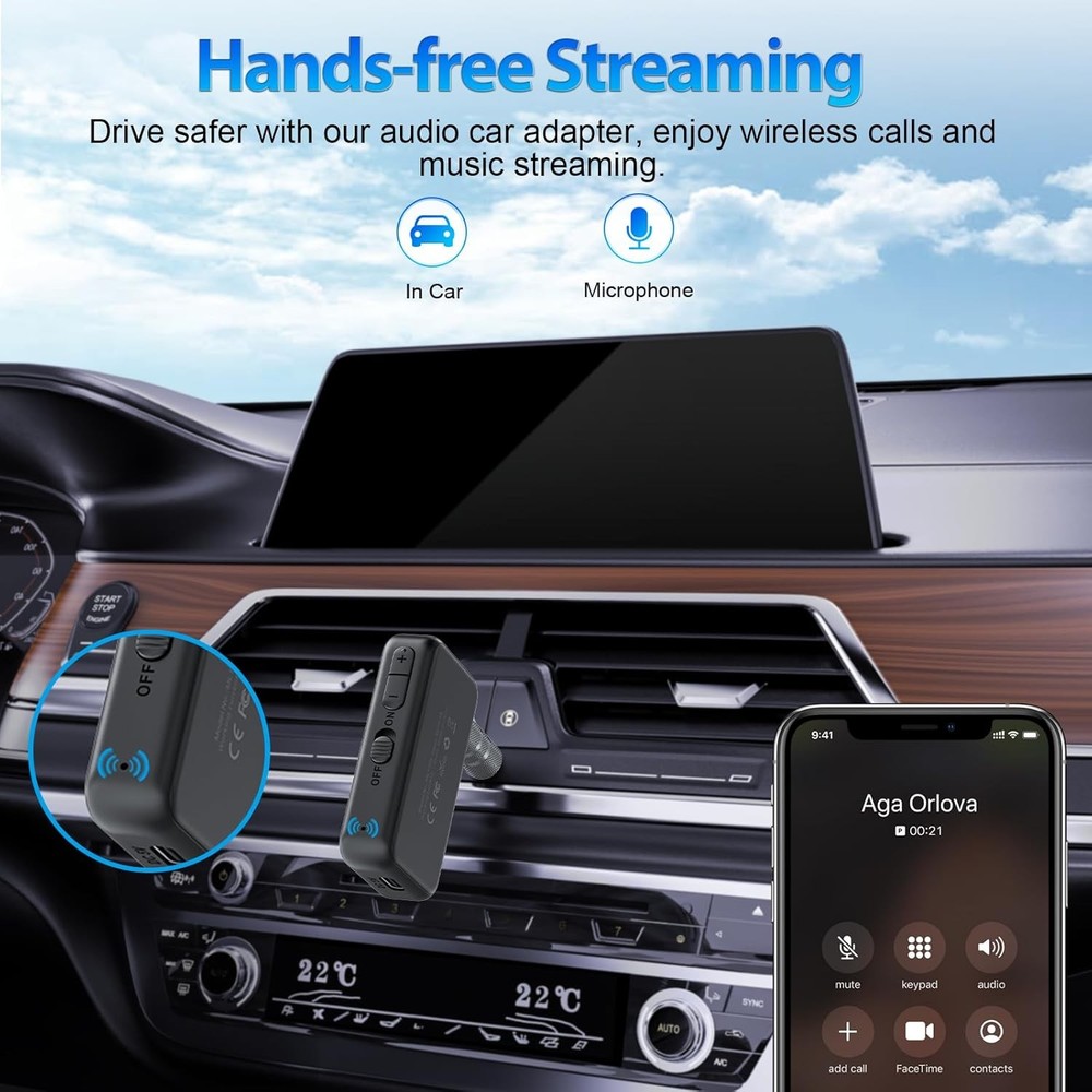 1Mii LDAC Bluetooth Aux Adapter for Car, Wireless 5.3 Receiver...
