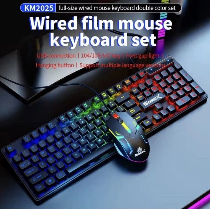Computer Desktop Gaming Keyboard and Mouse Mechanical Feel Led Light Backlit