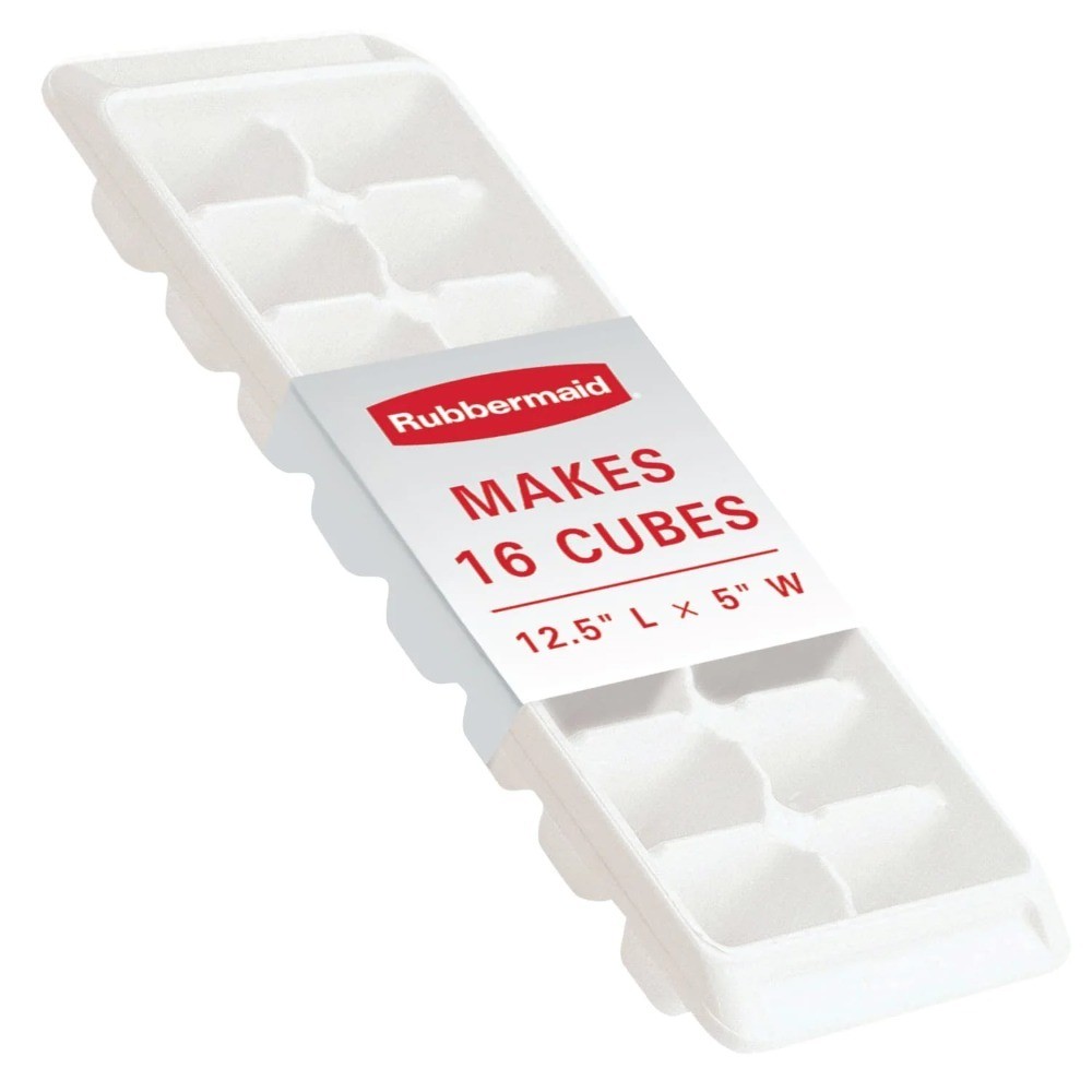 Quick Release Ice Cube Tray Set of 2 Plastic White Rectangular Ice Trays