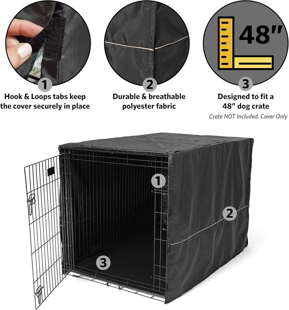 Versatile Black Dog Crate Cover - Privacy, Security & Machine Washable Design