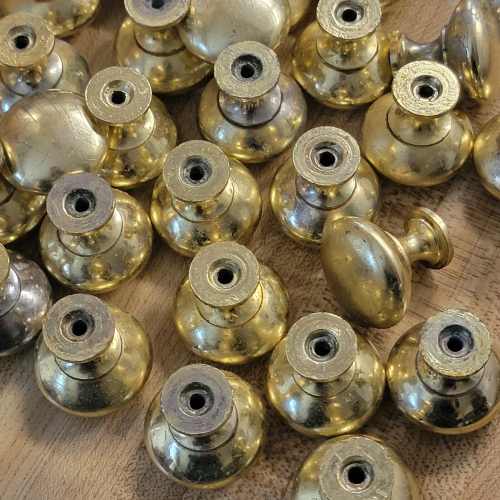 Reclaimed Polished Brass Knob Pull Drawer Handle 1" 1 single