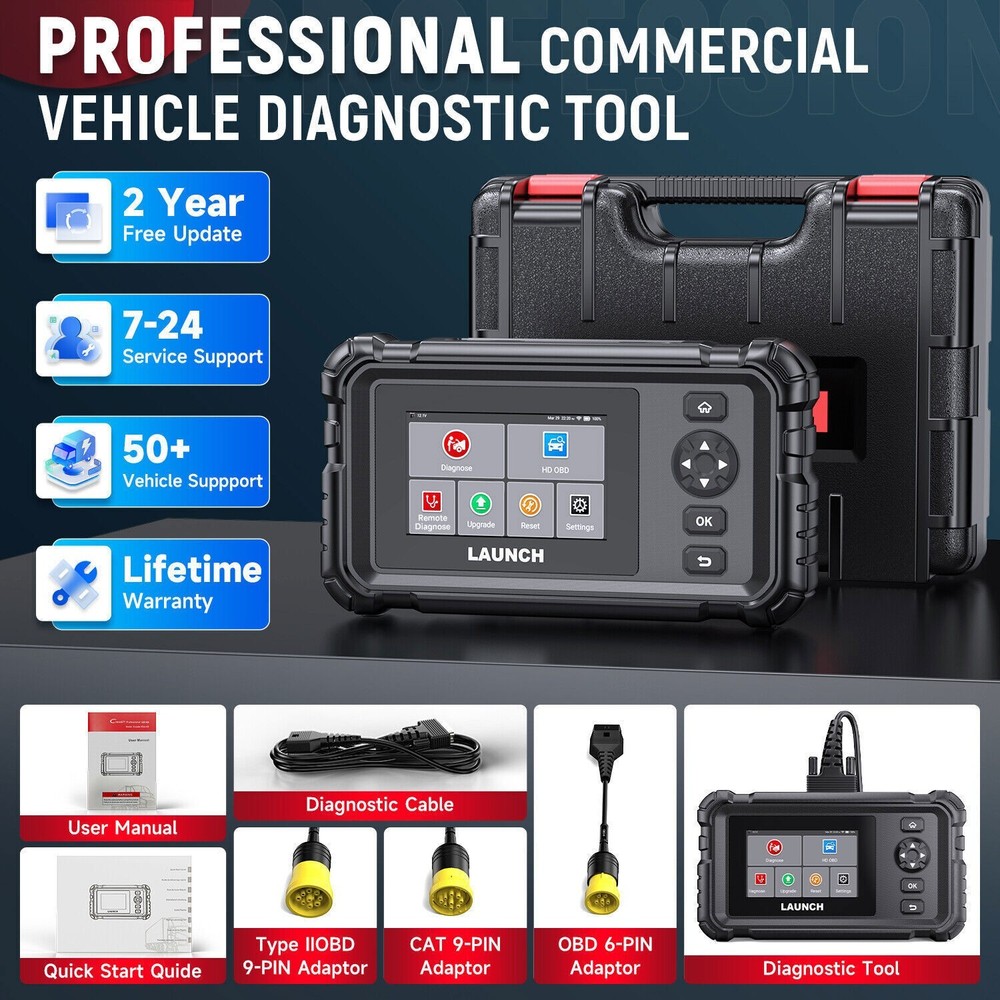 LAUNCH Diesel Truck Scanner Full HD OBD2 Diagnostic Code Reader DPF Regen 7Reset