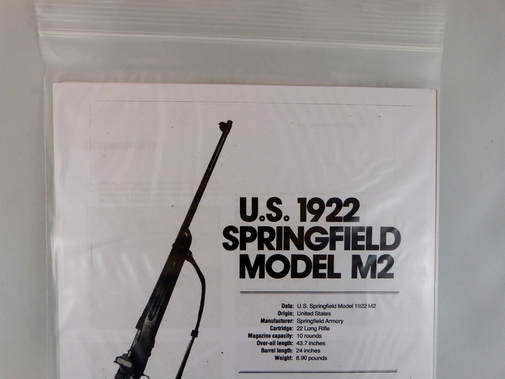 U. S. 1922 SPRINGFIELD MODEL M2 RIFLE BREAK DOWN INSTRUCTION KIT