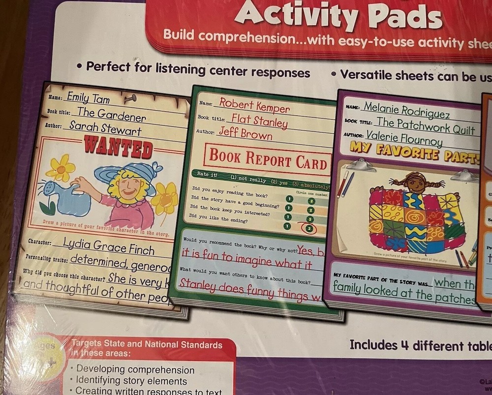 Lakeshore Reading Response Activity Pads, Ages 6+, New