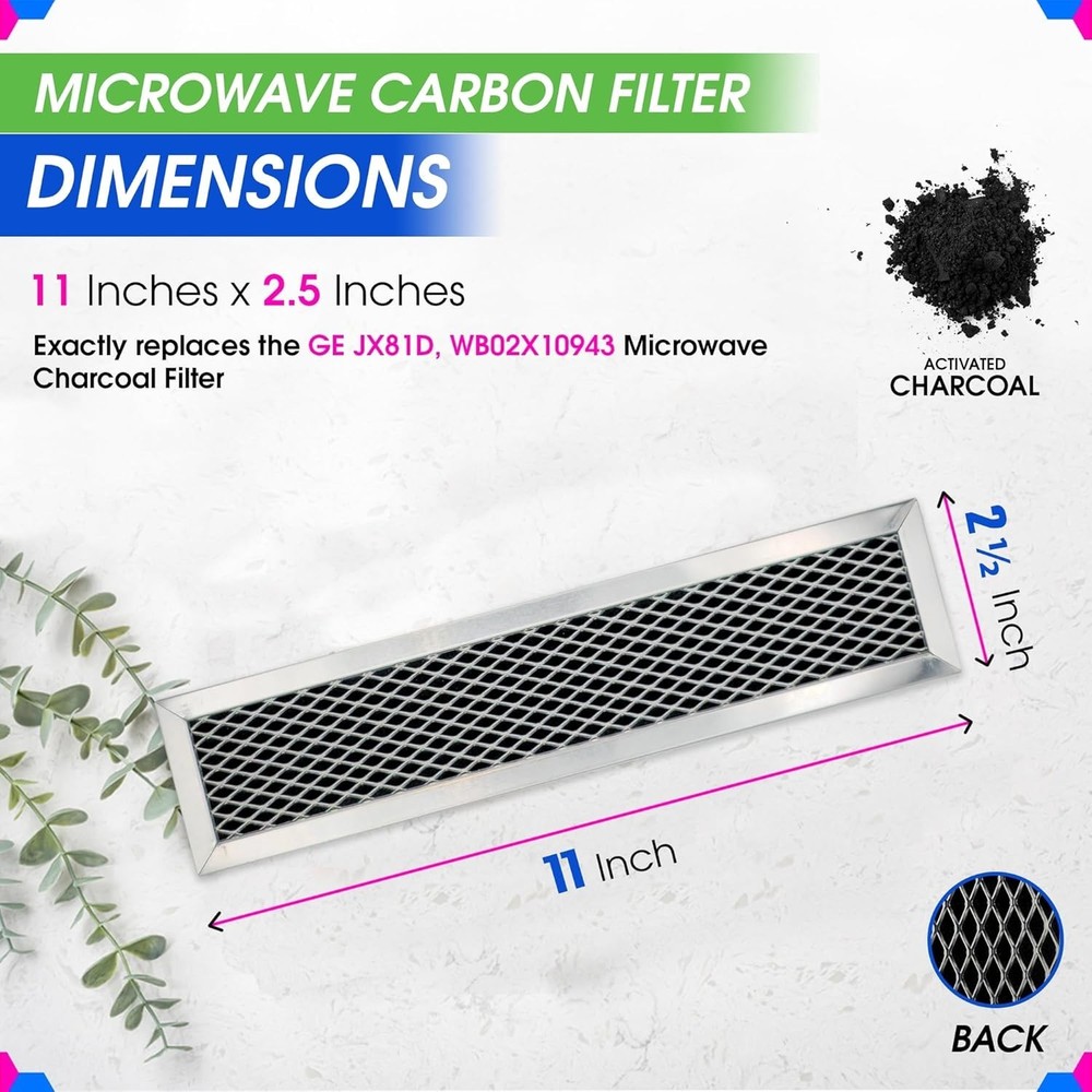 Microwave Charcoal Filter 11.02” x 2.52” for GE Microwave Filter Replacement ...