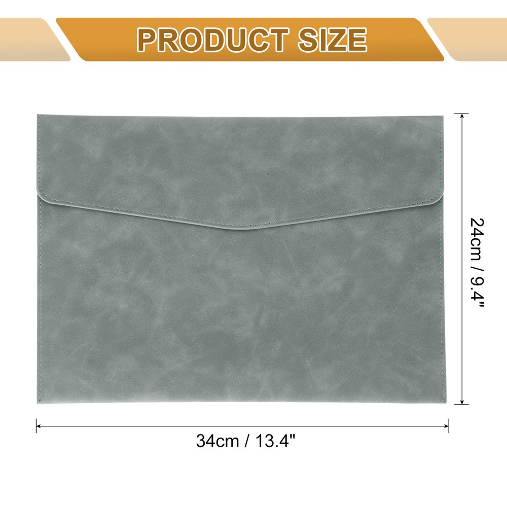 PU Leather File Folders, Folder File Document with Button Closure(Light Grey)