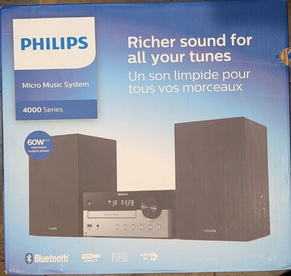 Philips Micro Music Machine 4000 Series TAM4205 Bluetooth Stereo System *SEALED*