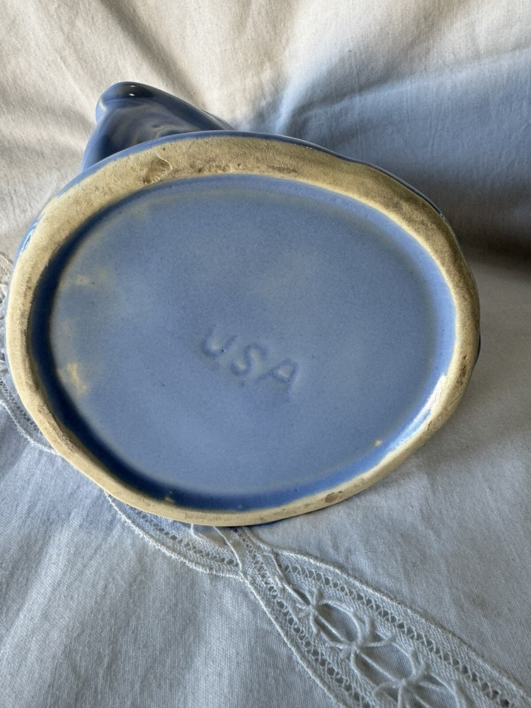 BLUE SHAWNEE POTTERY LOVEBIRD FLOWER POT