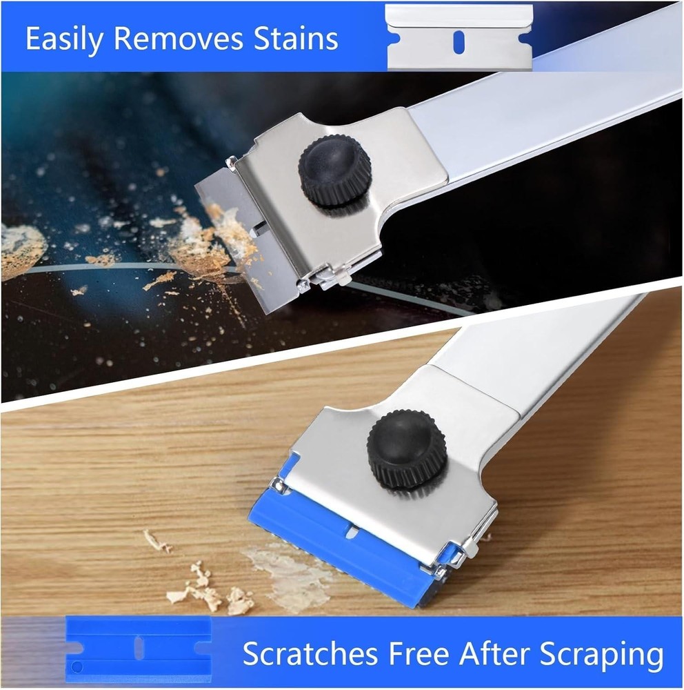 Razor Blade Scraper Tool Long Handle with 20 Replacement Blades Glass Paint