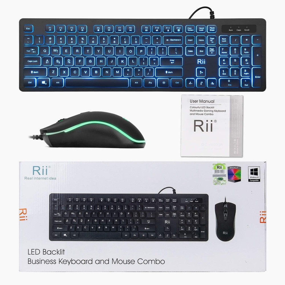 Rii Three Colors Backlit Keyboard And Mouse Wired Combo