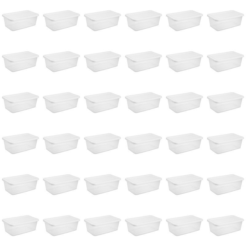 Clear Storage Bins 6 Quart Plastic Stackable Organizer Container Pack of 36 New