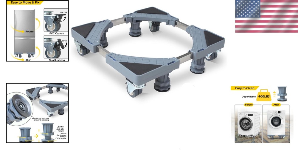 Multi-Functional Appliance Mover with Adjustable Base and 400 lbs Load Capacity