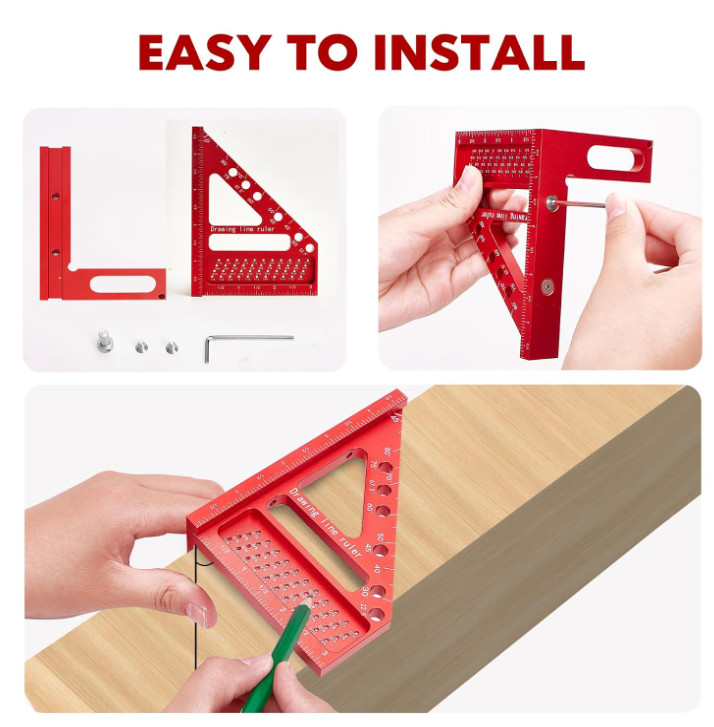3D Multi-Angle Carpenter Hole Scribing Ruler, Aluminum Alloy Multi Angle...