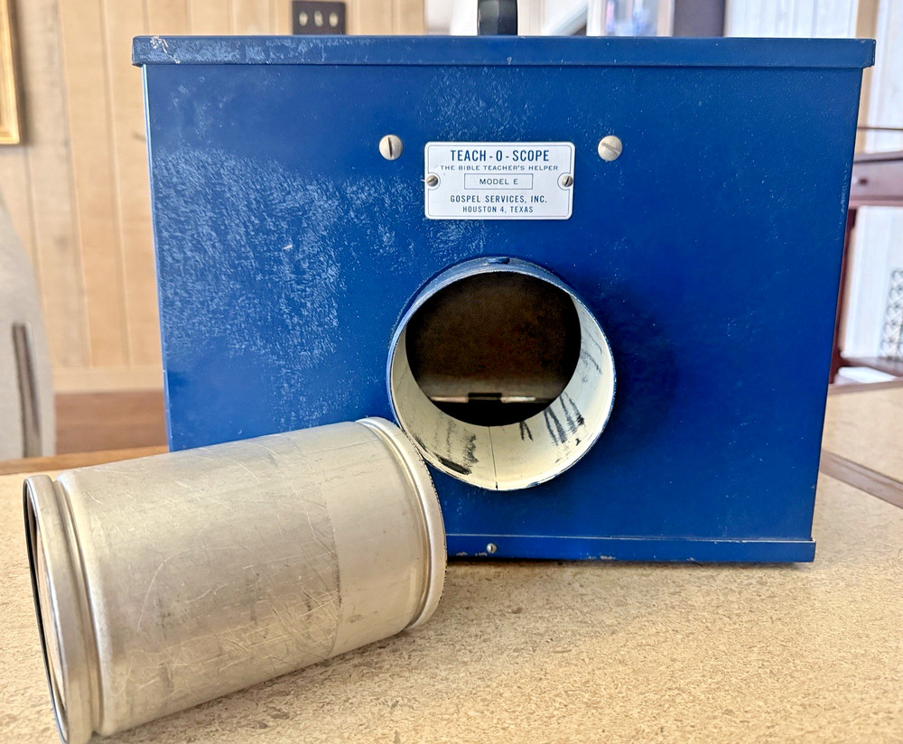 Vintage Teach-O-Scope Display Projector Model E- Gospel Services, Works!