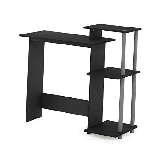 Efficient Home Laptop Notebook Computer Desk Black/Grey Square Side Shelves