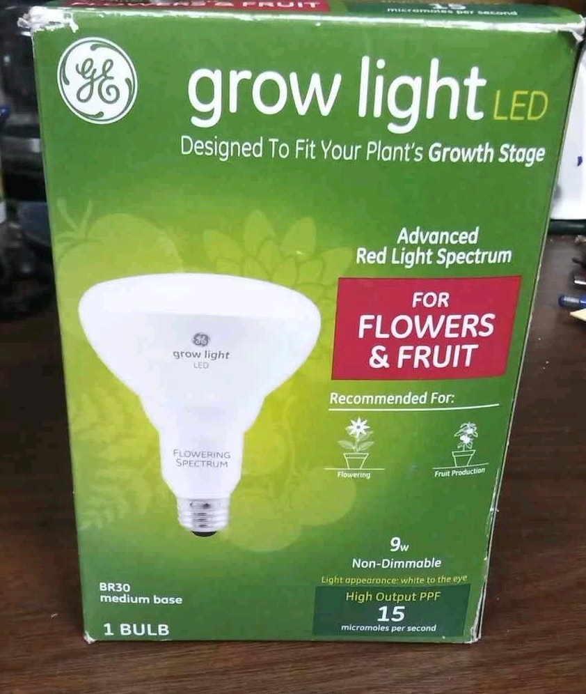 GE Grow Light LED BR30 Medium Base For Flowers & Fruit 9 Watt