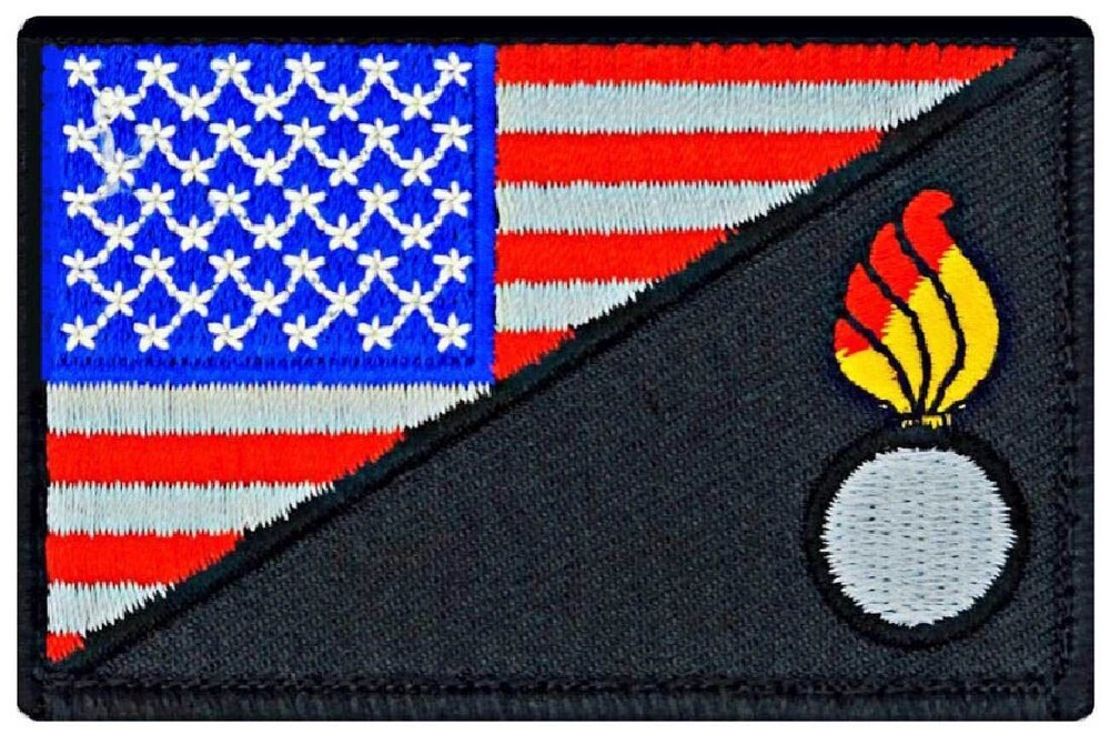 Army Ordnance Corps USA Flag Morale Patch | 2PC HOOK BACK 3"X2"