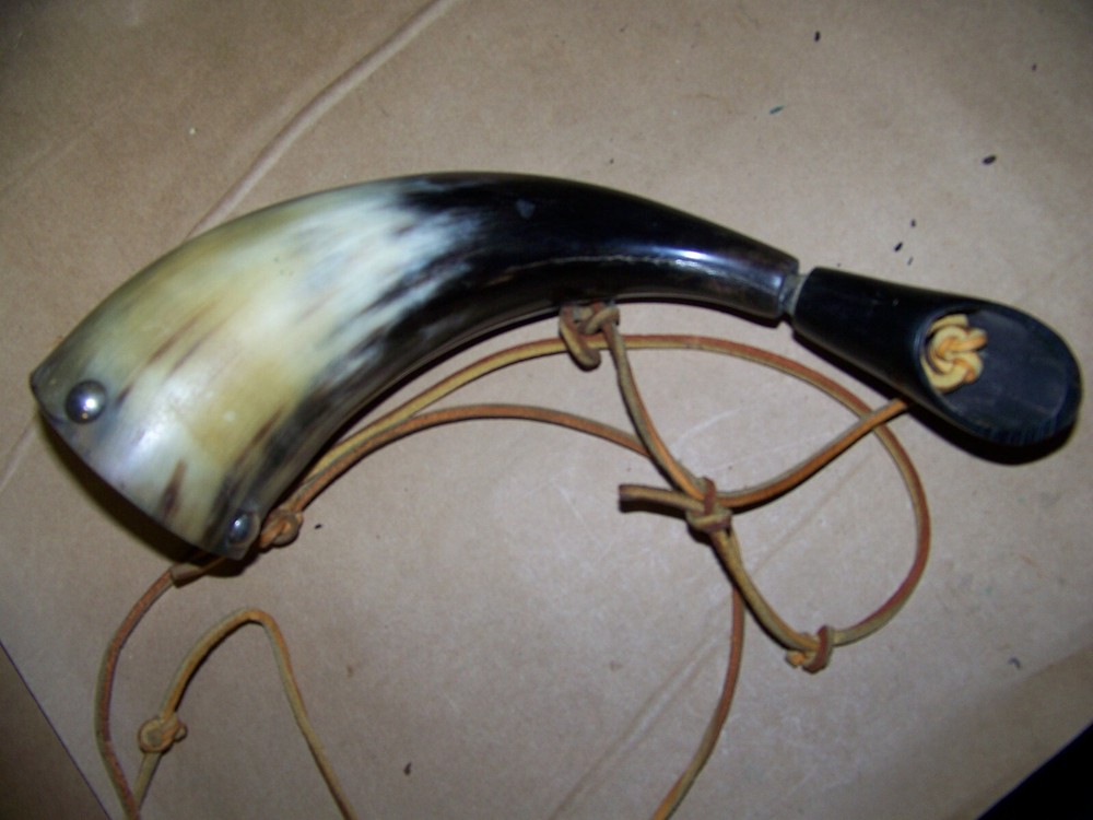 vintage black powder horn