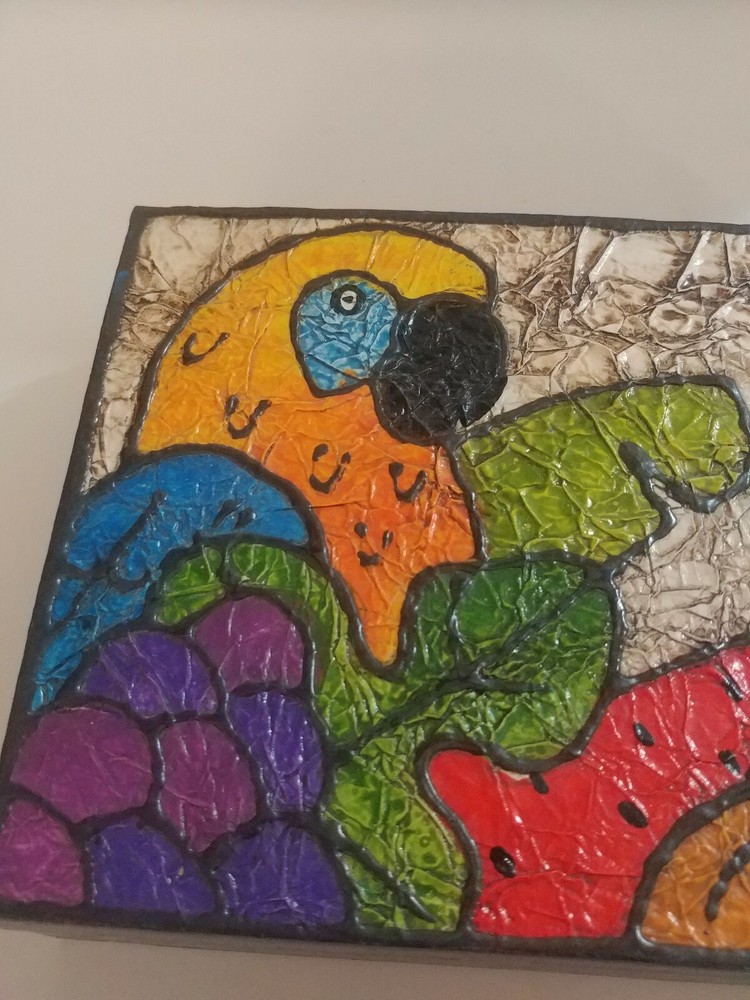 PARROT Hinged Wooden Keepsake Box