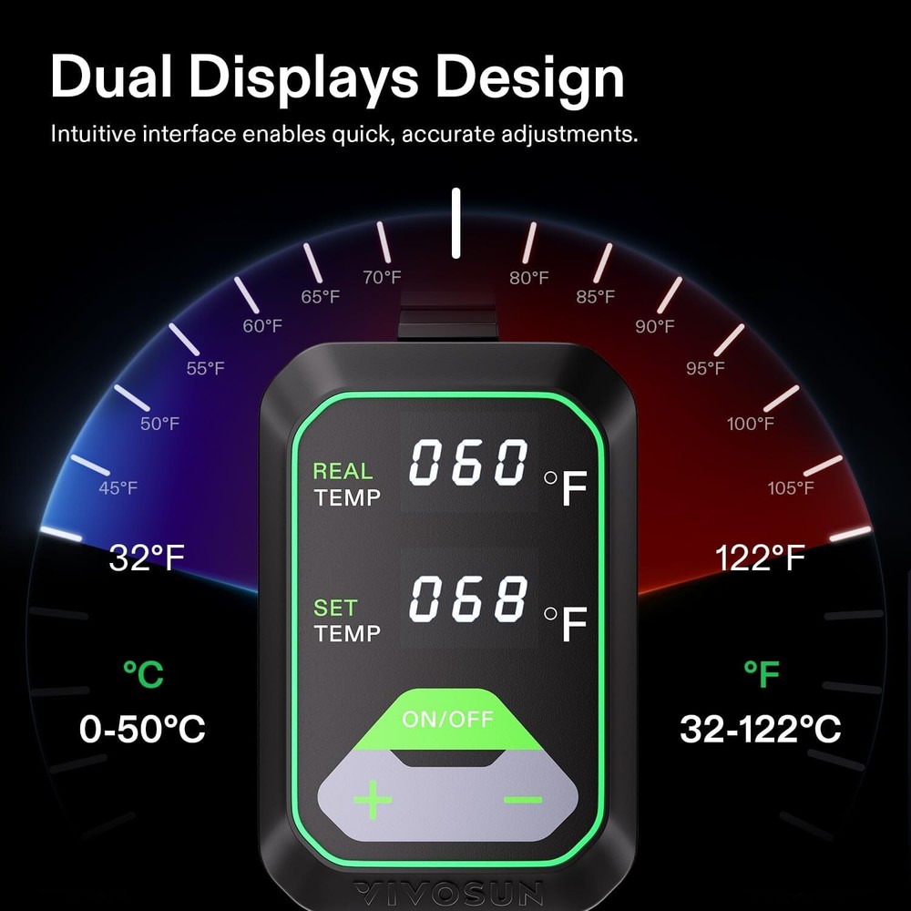 10"x20.75"Seedling Heat Mat w/Built-in Temperature Controller,Waterproof
