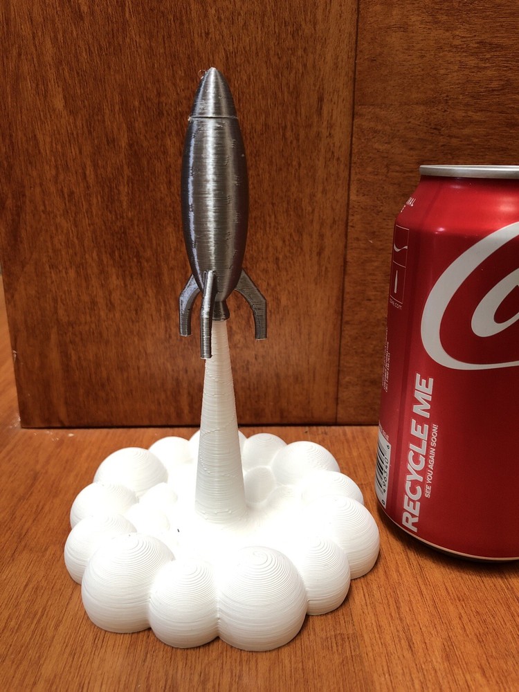 3D Printed Silver Or Gold PLA Plastic Rocket. Space, Graduation, Office gift
