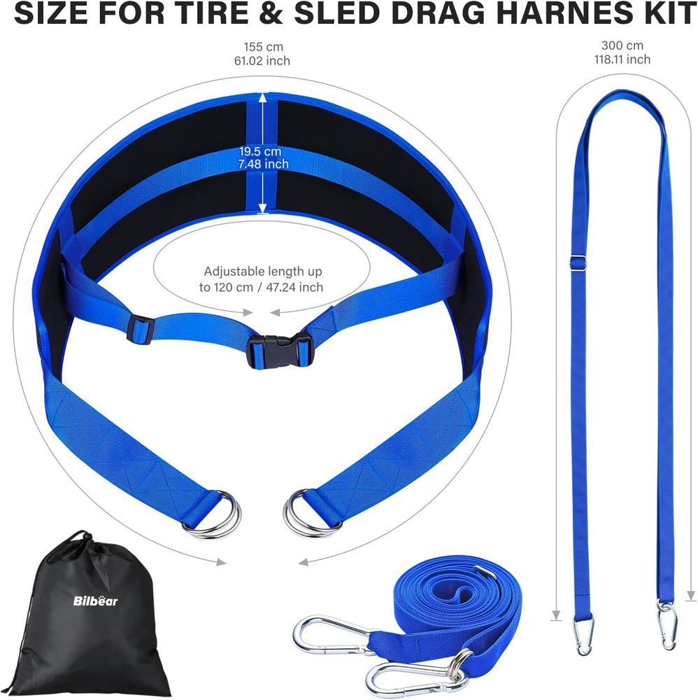 Adjustable Sled Pulling Belt with Straps for Strength and Resistance Training