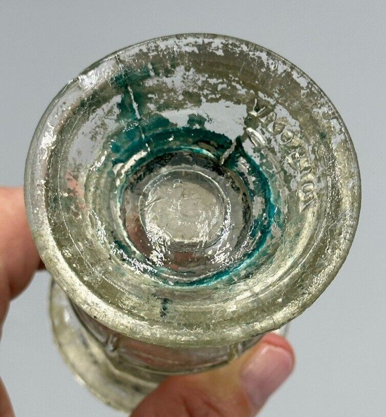 Vintage Long Waisted LANTERN GLASS CANDY CONTAINER A&E 402