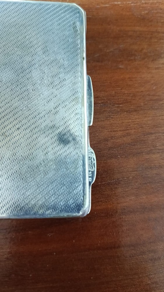 Vintage Art Deco Cigarette Case EPNS Engine Turned Pattern Antique Silver Toned