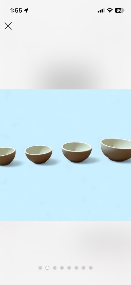 Greg Natale Ceramic Measuring Cup Set Speckled Light Green Nesting 4 Piece