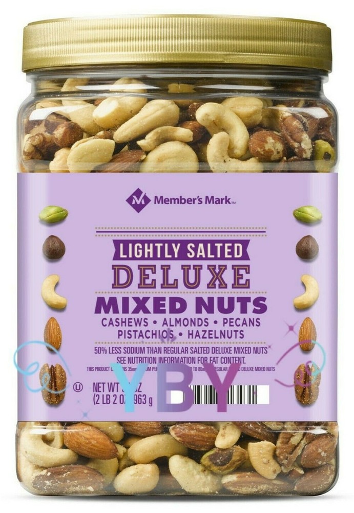 2 Packs Member's Mark Lightly Salted Deluxe Mixed Nuts 34 OZ Each Pack