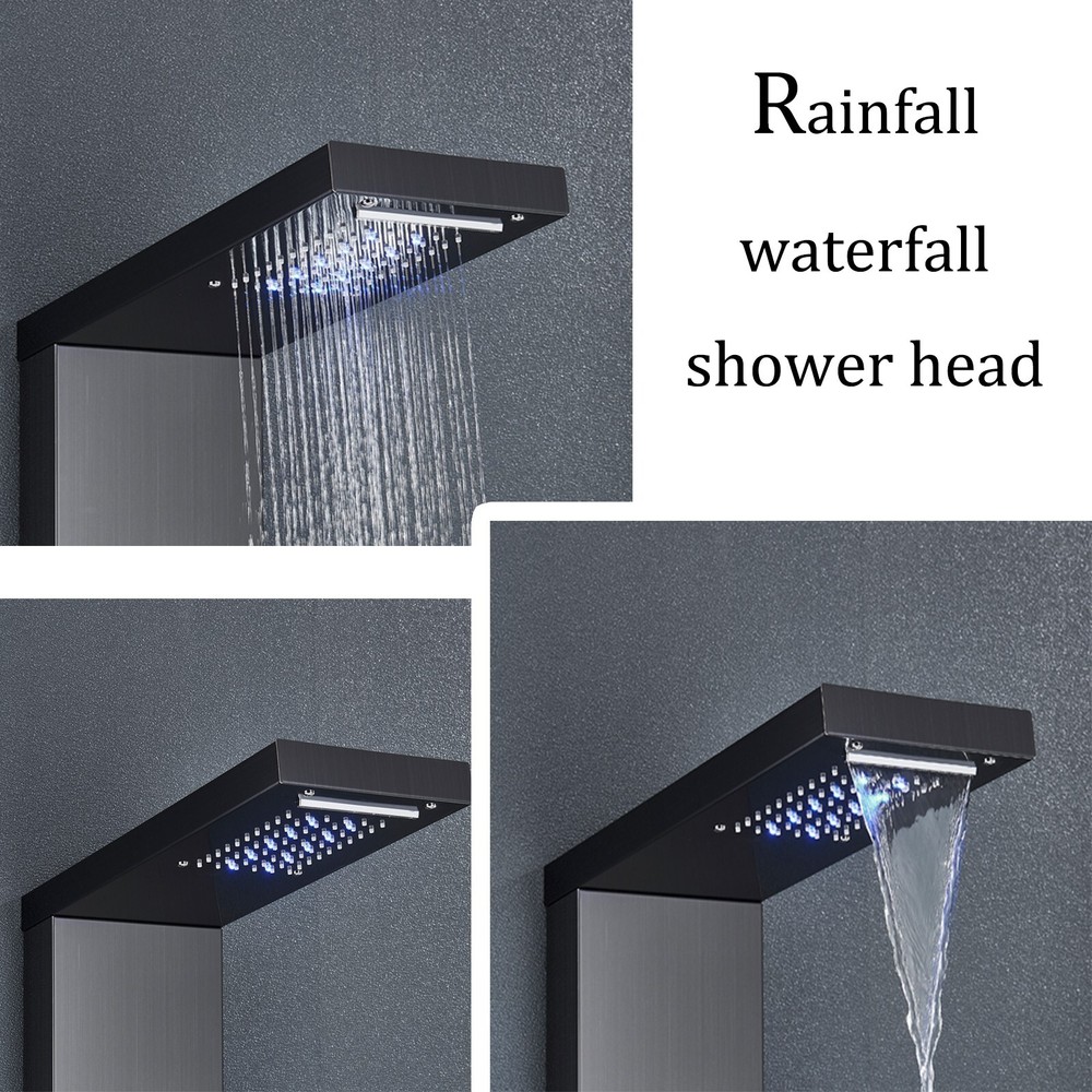 LED Shower Panel Tower System Stainless Steel Multi-Function Body Massage Jets