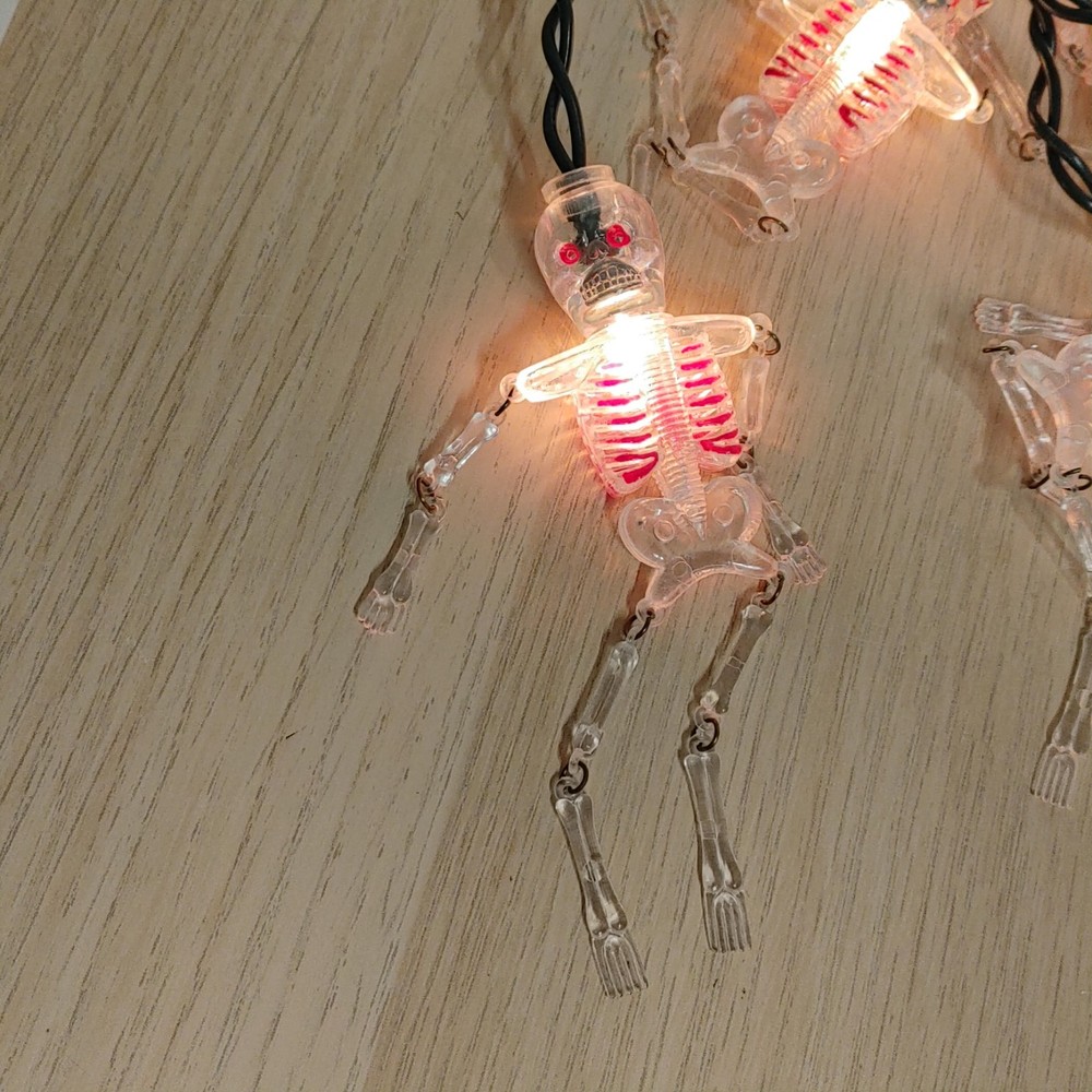 Articulated Skeleton Halloween Light String Clear 10 Lights Indoor