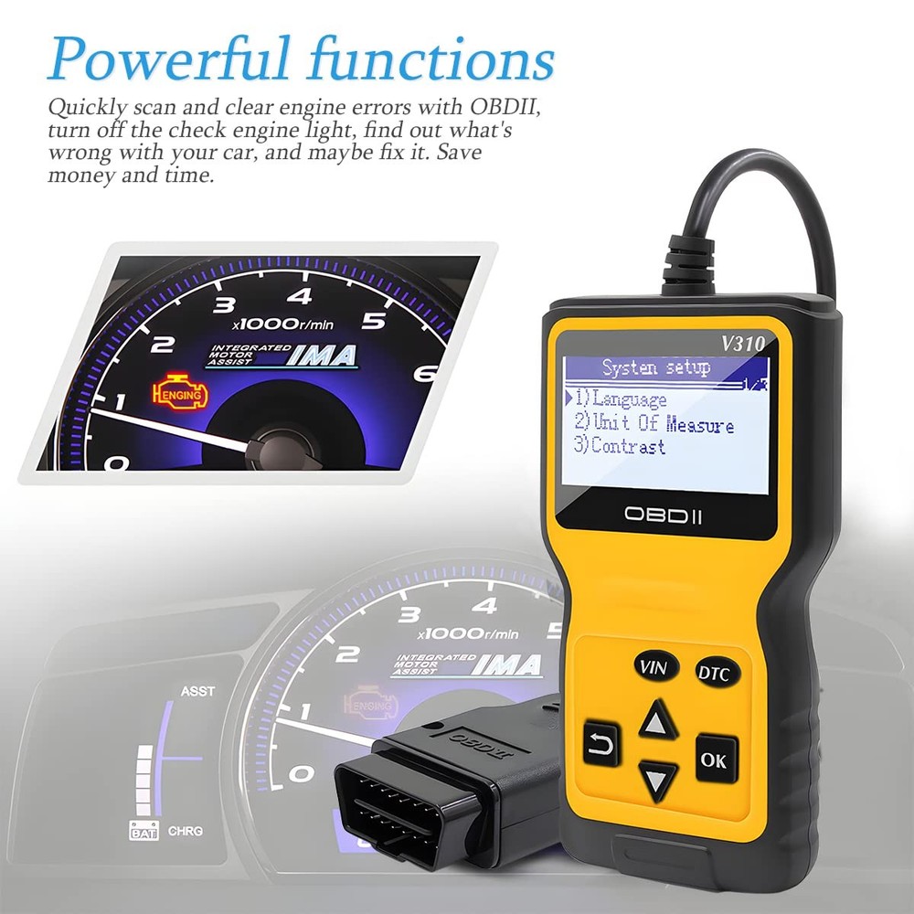 OBD2 Scanner Code Reader Check Engine CAN Diagnostic Tool Erase Fault Yellow