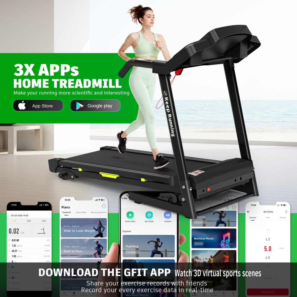 Folding Treadmill with Incline, 12 Programs, 3.5HP Motor, 330LBS Capacity
